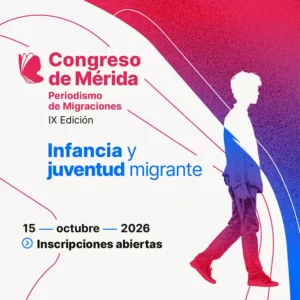 Cartel del Congreso de Periodismo de Migraciones de Mérida - IX Edición